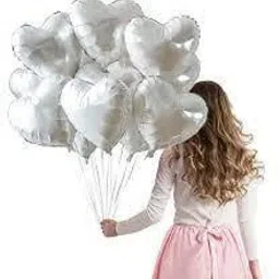 Solid 20 White Heart Foil Balloons (10 inch small ) For party Decoration Balloon-image-12