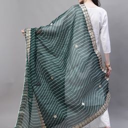 SOUNDARYA Printed Pure Cotton Block Print Dupatta With Gotta Patti image 5