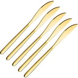 pepplo Stainless Steel Matt Gold Dinner Knife,Dishwasher Safe(Gold,Set of 5) Stainless Steel Butter Spreader Set-picture-19