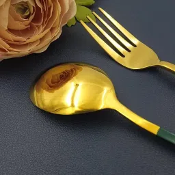 kitchease Luxury Gold Dinner & Cutlery Forks - Dishwasher Safe for Home & Restaurant Stainless Steel Dinner Fork Set image 4
