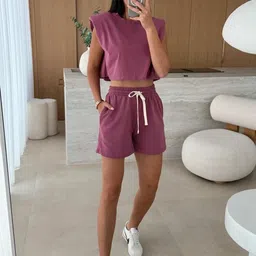 MIAKEE Round Neck Sleeveless Top With Short Co-Ords-image-64
