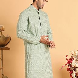 Anouk Men Geometric Embroidered Chikankari Kurta-26