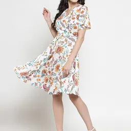 Sera Floral Print Fit & Flare Dress-image-35