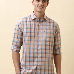 Allen Solly Men Slim Fit Tartan Checked Spread Collar Cotton Casual Shirt-picture-46
