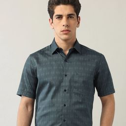 Arrow Geometric Printed Spread Collar Classic Pure Cotton Formal Shirt-image-76