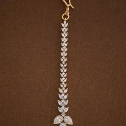 Kushal's Fashion Jewellery Gold-Plated Zircon Studded Maang Tikka Head Jewellery-26