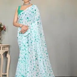 Garden Vareli Floral Printed Pure Georgette Saree-picture-28