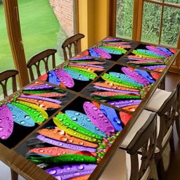 Aura 6Pcs Black & Blue Printed Heat Resistant Table Placemats-image-58