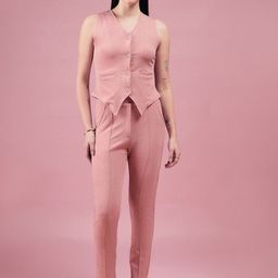DressBerry V-Neck Long Sleeves Waistcoat With Trouser Co-Ords-image-79