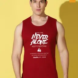 WOOSTRO Pack Of 2 Printed Combed Cotton Gym Vests VWS26(ALONE MAROON)(RUN MUSTARD)-image-102