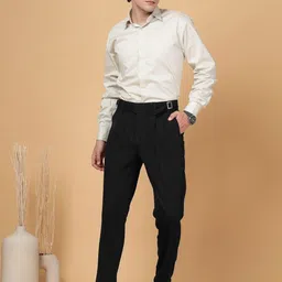 KLOTTHE Men Black Lycra Formal Formal Trousers-picture-8