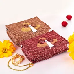Kuber Industries Maroon & Brown 2 Pieces Polka Dot Printed Jewellery Organiser-8