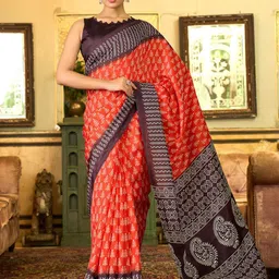 Saree mall Bagh Art Silk Block Print Sarees-4