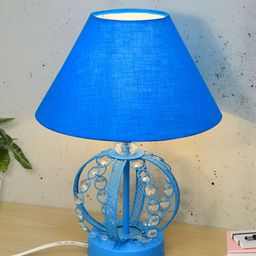 Homesake Turquoise Blue Metal Frusturical Shaped Table Lamp-image-15