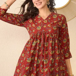 KALINI Women Floral Print Peplum V-Neck Regular Top-image-58