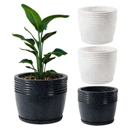 RUBOXA 4Pcs White & Black UV ProtectedPlanters-3