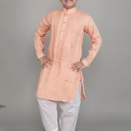 Little Clothings Boys Regular Linen Kurta with Pyjamas-picture-14