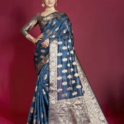Melok Woven Design Zari Organza Banarasi Saree-18