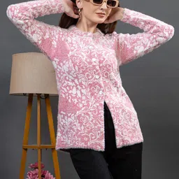 Dadu Dayal Women Floral Colourblocked Woollen Cardigan-picture-17