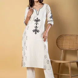 Readiprint Fashions Floral Embroidered Thread Work Straight Kurta With Trousers-picture-36