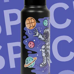 Voik Unisex Black & Blue Graphic Printed Water Bottle-33