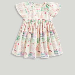 mothercare Print Flutter Sleeve Fit & Flare Dress-4