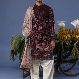 KALPRAAG Ethnic Motifs Embroidered Thread Work Georgette Kurta with Patiala & Dupatta-image-97