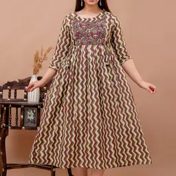 MURLI KURTI Ethnic Motifs Printed Round Neck Maternity Midi Ethnic Dress-picture-16