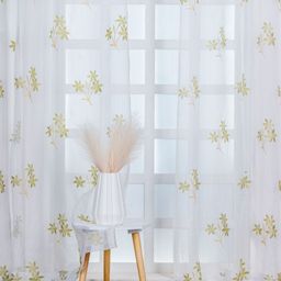 Parda Online White & Green Set of 2 Floral Sheer Long Door Curtain-image-3