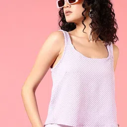 LIMEROAD Self Design Solid Regular Top-picture-2