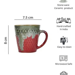 FABINALIV Red & Grey Textured Ceramic Glossy Cups Set of Cups and Mugs image 4