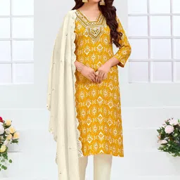 BulBul Women Yoke Design Mirror Work Regular Kurta Set-image-54