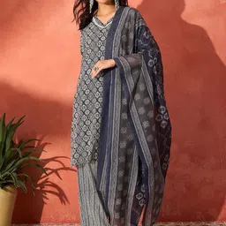 InWeave Women Ethnic Motifs Printed Kurta with Trousers & Dupatta-image-80