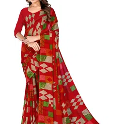 KANOODA Geometric Printed Pure Georgette Saree-picture-4