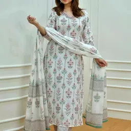 SZN Women White Cotton Blend Kurta Sets-picture-39