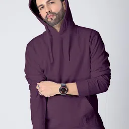 Crazymonk Men Cotton Plain Regular Maroon Hooded Sweatshirt-picture-32