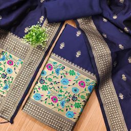 Panzora Ethnic Motifs Woven Design Unstitched Dress Material-image-44