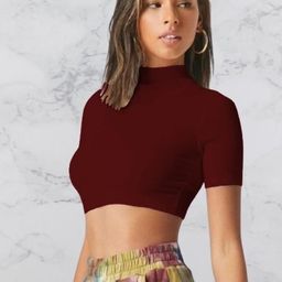 Dream Beauty Fashion Women High Neck Fitted Crop Top-picture-3
