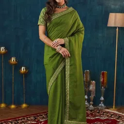 HERE&NOW Women Vichitra Silk Solid Saree-picture-46