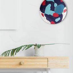 THE QUIRKY HOME White & Blue Modern Fluid Shape Printed Ceramic Decorative Wall Plates-image-22