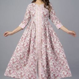 Mishree Collection Women Ethnic Motifs Printed Gotta Patti Anarkali Kurta-picture-12