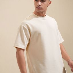 HIGHLANDER Men Solid Round Neck Cotton Oversized T-Shirt-image-51
