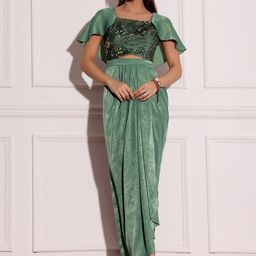 Miss Chase Embellished Draped Maxi Dress-image-92