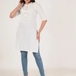Brownverse Mandarin Collar Khadi Cotton Straight Kurta-23