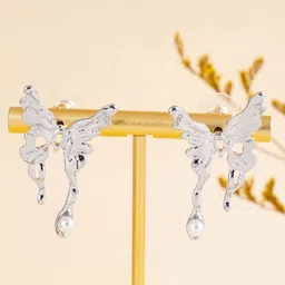 KRENOZ Silver-Plated Pearls Beaded Animal Shaped Studs-45