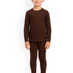 UNDERLOOP Boys Round Neck Long Sleeves Ribbed Thermal Set-picture-0