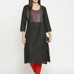 ZRI Women Embroidered Yoke Design Sequinned Straight Kurta-picture-35