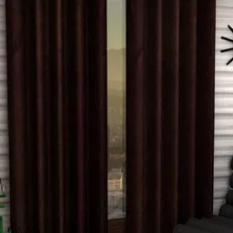 BELLA TRUE Brown 2 Pieces Ripple Fold Long Door Curtains-image-53