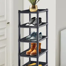 Kuber Industries Black 5-Tier Collapsible Slipper Stand & Shoes Rack-10