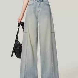 LULU & SKY Women Wide Leg High-Rise Low Distress Heavy Fade Jeans-picture-20